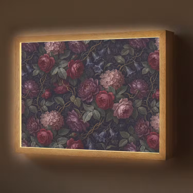 Lightbox - Wandlamp - Bloemen - Rood - Klassiek - Donker - Patroon — 1