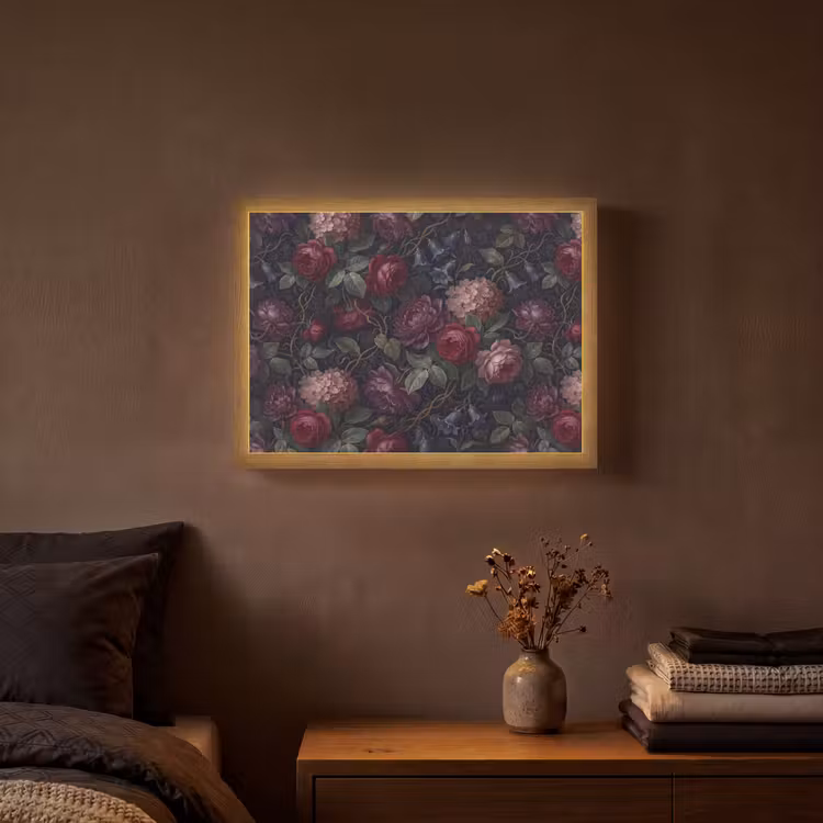 Lightbox - Wandlamp - Bloemen - Rood - Klassiek - Donker - Patroon — 3