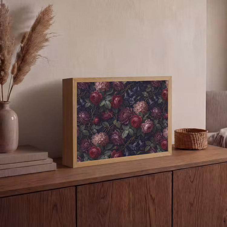 Lightbox - Wandlamp - Bloemen - Rood - Klassiek - Donker - Patroon — 4