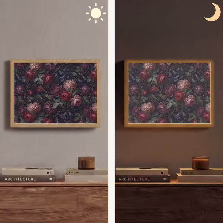 Lightbox - Wandlamp - Bloemen - Rood - Klassiek - Donker - Patroon — 6