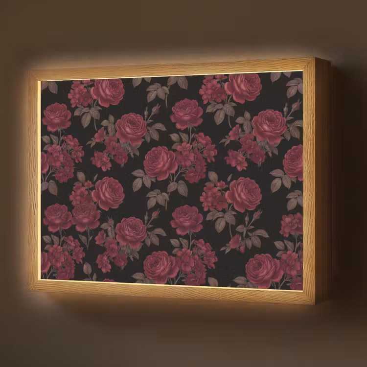 Lightbox - Wandlamp - Bloemen - Roos - Patroon - Klassiek - Rood — 1