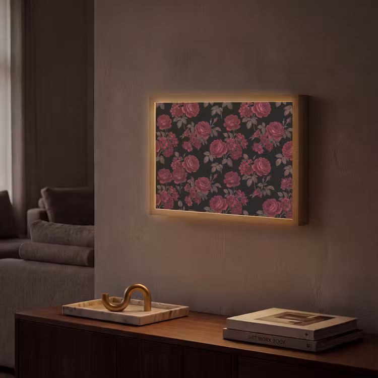 Lightbox - Wandlamp - Bloemen - Roos - Patroon - Klassiek - Rood — 2