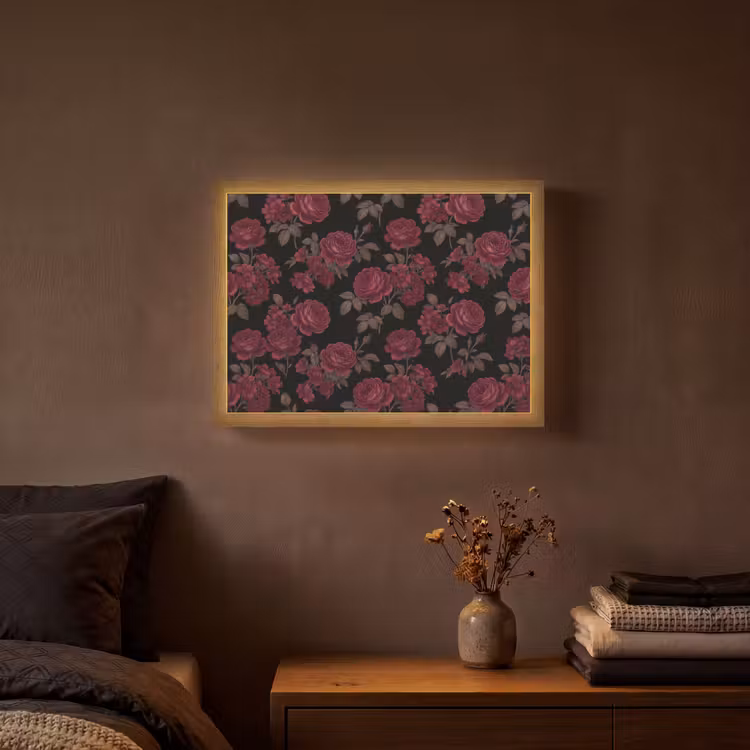 Lightbox - Wandlamp - Bloemen - Roos - Patroon - Klassiek - Rood — 3