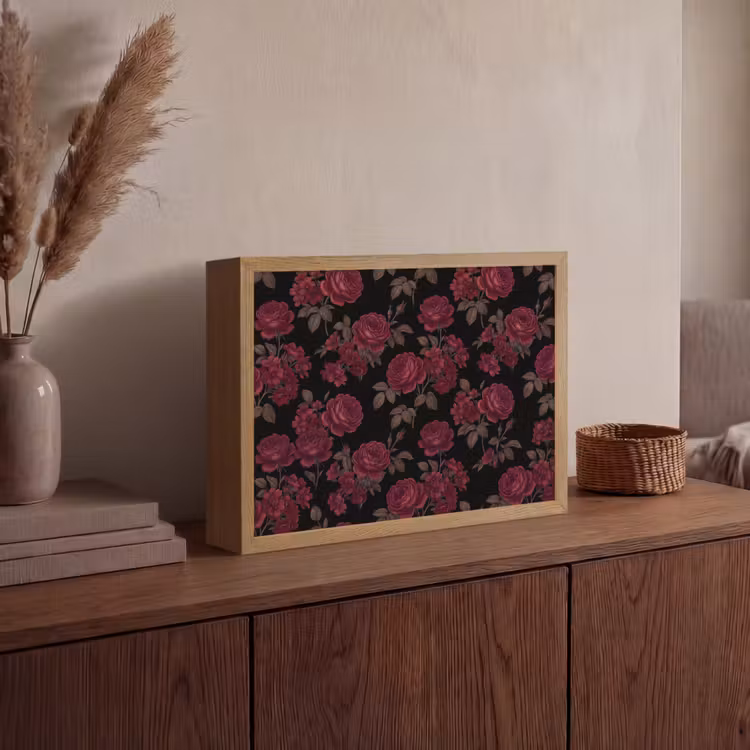 Lightbox - Wandlamp - Bloemen - Roos - Patroon - Klassiek - Rood — 4