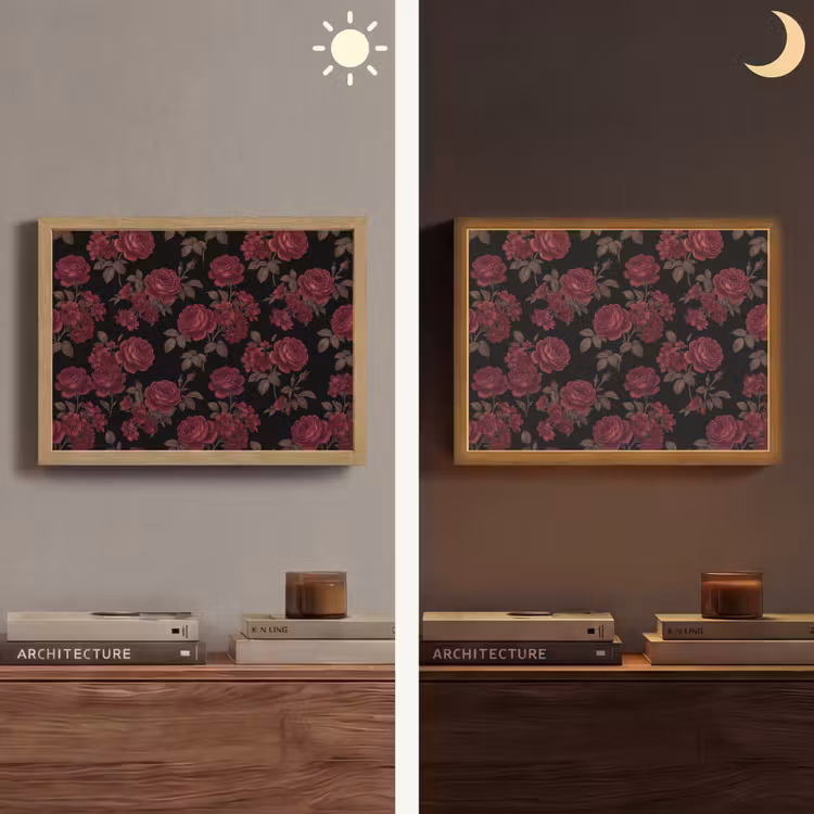 Lightbox - Wandlamp - Bloemen - Roos - Patroon - Klassiek - Rood — 6