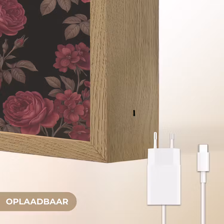 Lightbox - Wandlamp - Bloemen - Roos - Patroon - Klassiek - Rood — 7