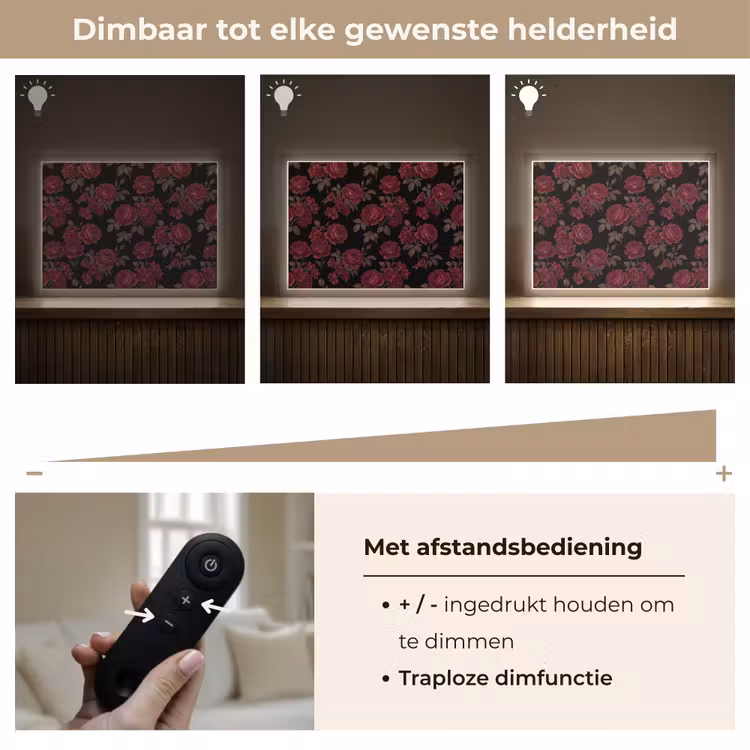 Lightbox - Wandlamp - Bloemen - Roos - Patroon - Klassiek - Rood — 9