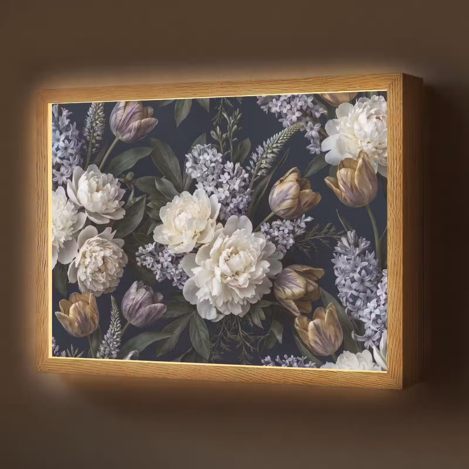 Lightbox - Wandlamp - Bloemen - Donker - Elegant - Natuur - Wit — 1