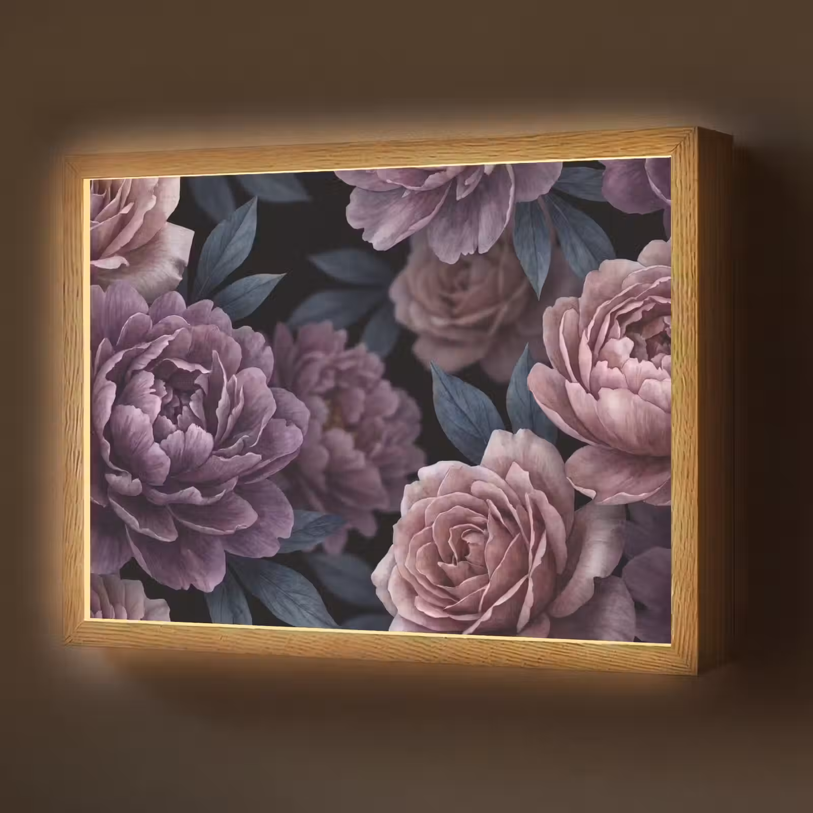 Lightbox - Wandlamp - Bloemen - Patroon - Donker - Botanisch - Paars — 1