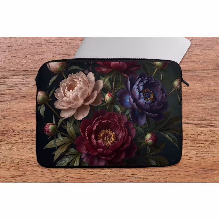 Laptophoes - Bloemen - Boeket - Natuur - Modern - Donker — 2