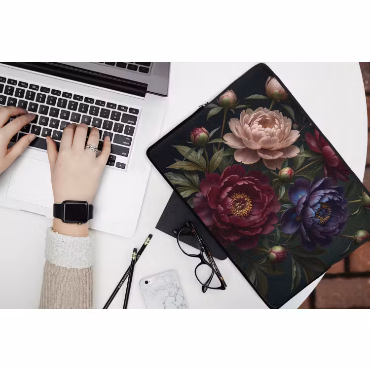 Laptophoes - Bloemen - Boeket - Natuur - Modern - Donker — 3