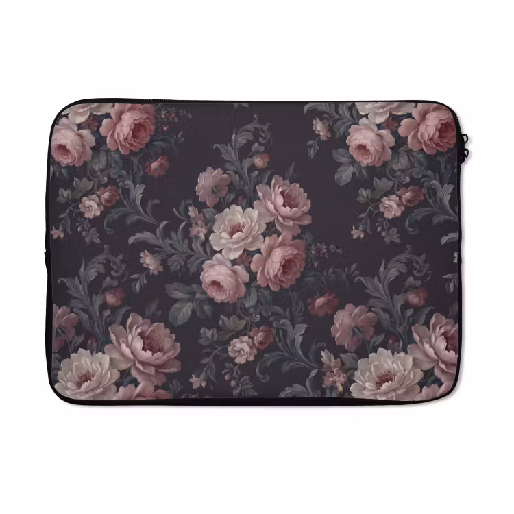 Laptophoes - Bloemen - Patroon - Sierlijk - Roze - Donker — 5