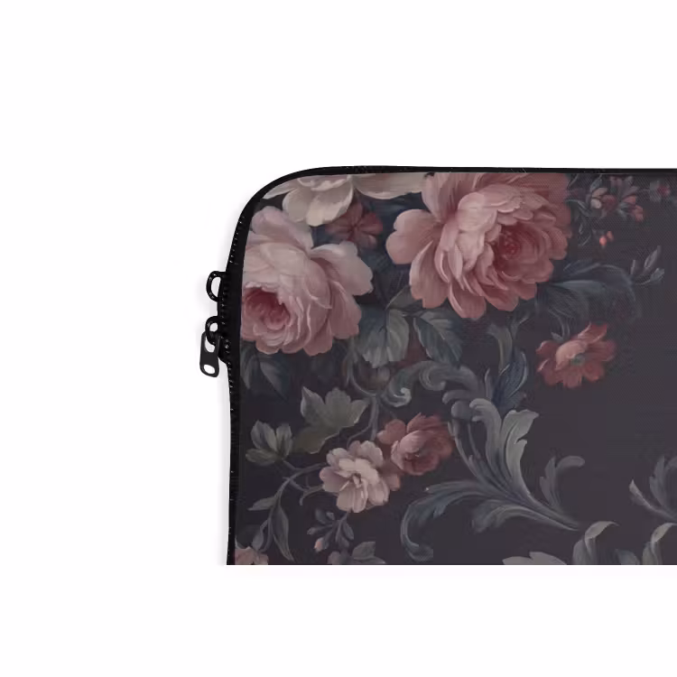Laptophoes - Bloemen - Patroon - Sierlijk - Roze - Donker — 6