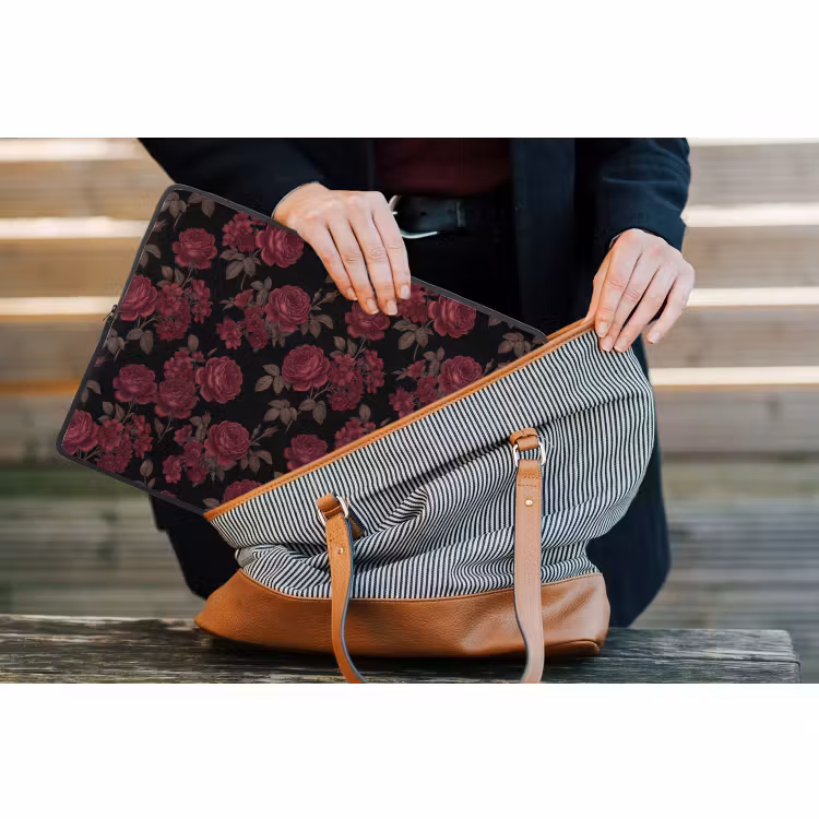 Laptophoes - Bloemen - Roos - Patroon - Klassiek - Rood — 4