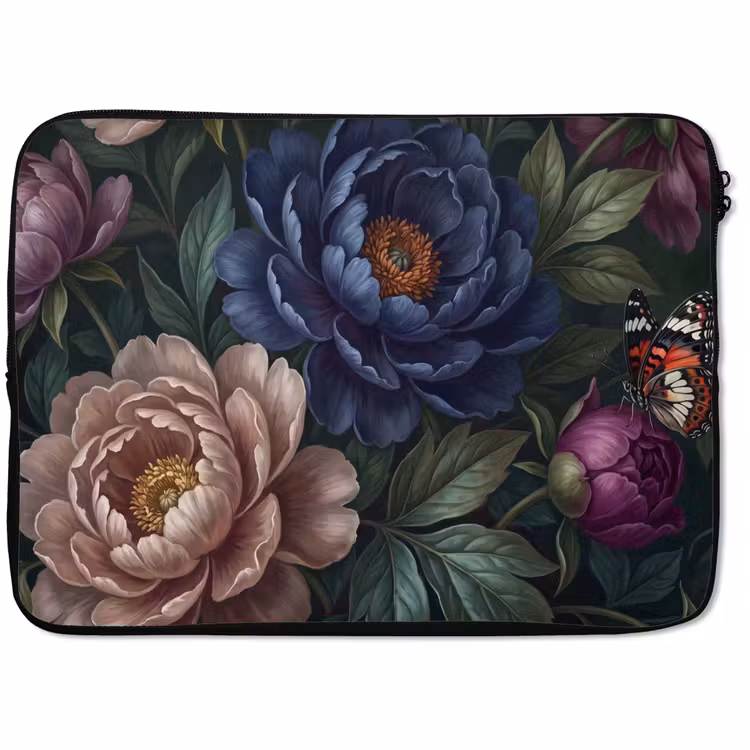 Laptophoes - Bloemen - Vlinder - Natuur - Modern - Paars — 1