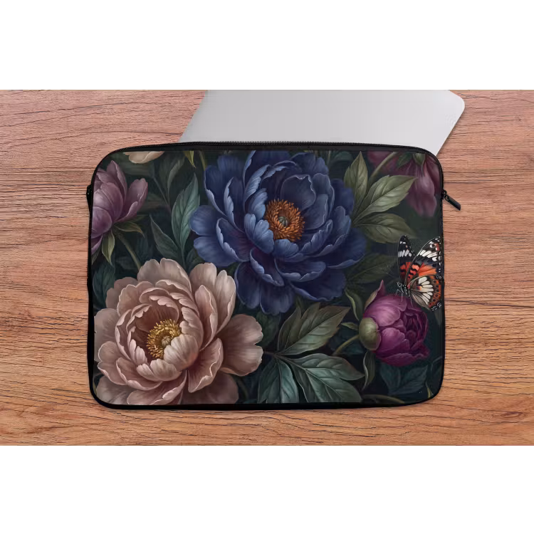 Laptophoes - Bloemen - Vlinder - Natuur - Modern - Paars — 2
