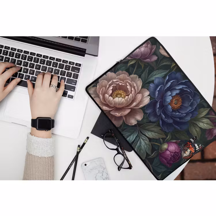 Laptophoes - Bloemen - Vlinder - Natuur - Modern - Paars — 3