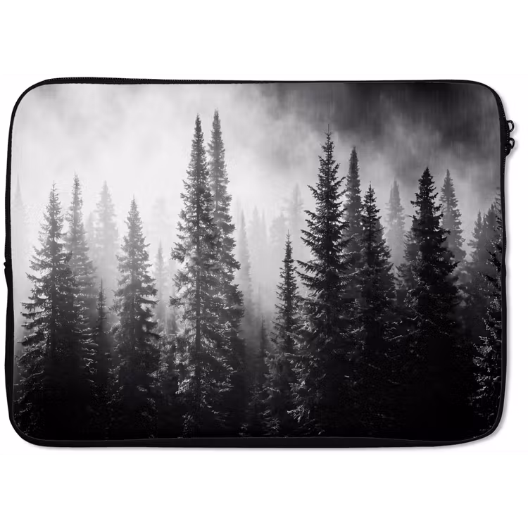 Laptophoes - Bos - Mist - Winter - Monochroom - Natuur — 1