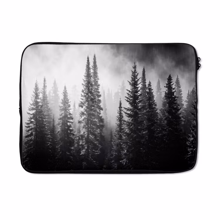 Laptophoes - Bos - Mist - Winter - Monochroom - Natuur — 5