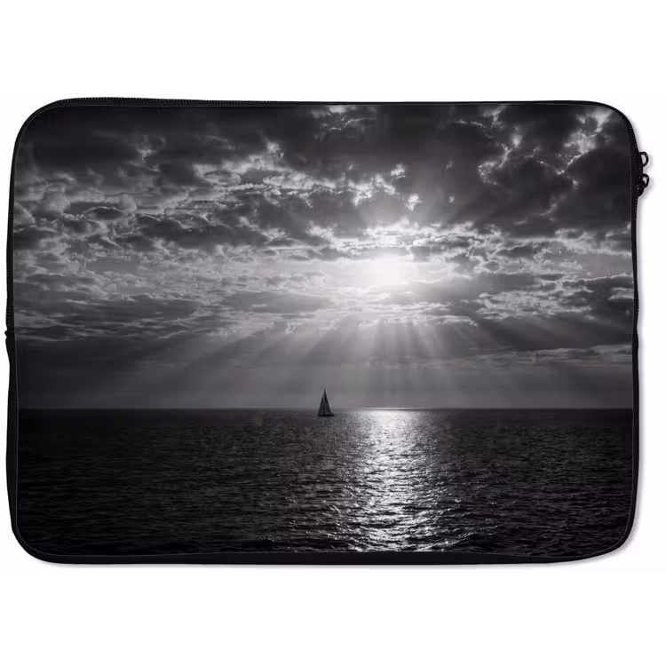 Laptophoes - Water - Boot - Lucht - Natuur - Zwart-wit — 1