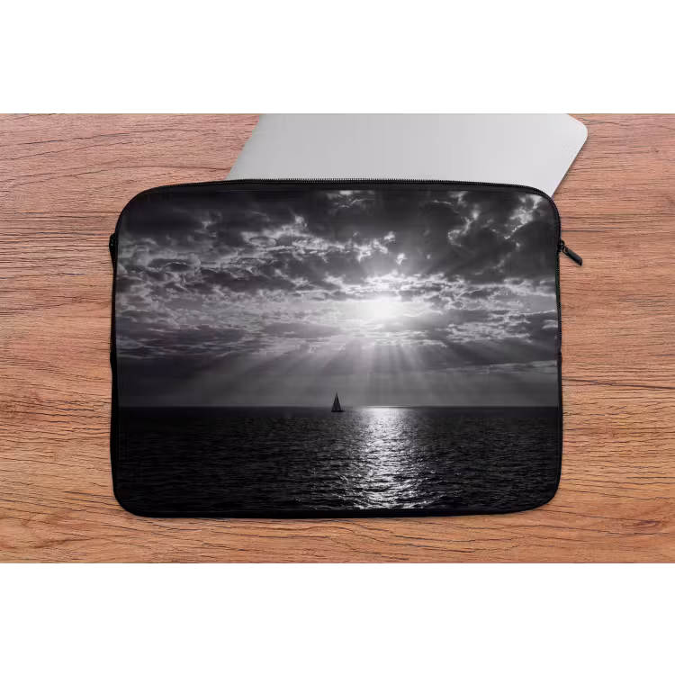 Laptophoes - Water - Boot - Lucht - Natuur - Zwart-wit — 2