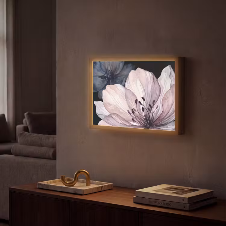Lightbox - Wandlamp - Bloemen - Aquarel - Modern - Roze - Donker — 2