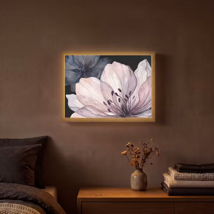 Lightbox - Wandlamp - Bloemen - Aquarel - Modern - Roze - Donker — 3