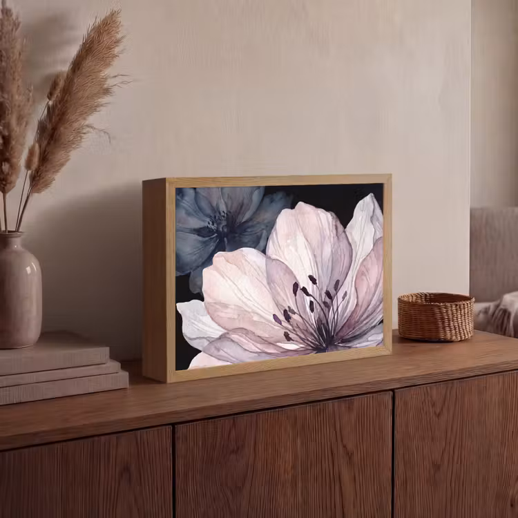 Lightbox - Wandlamp - Bloemen - Aquarel - Modern - Roze - Donker — 4