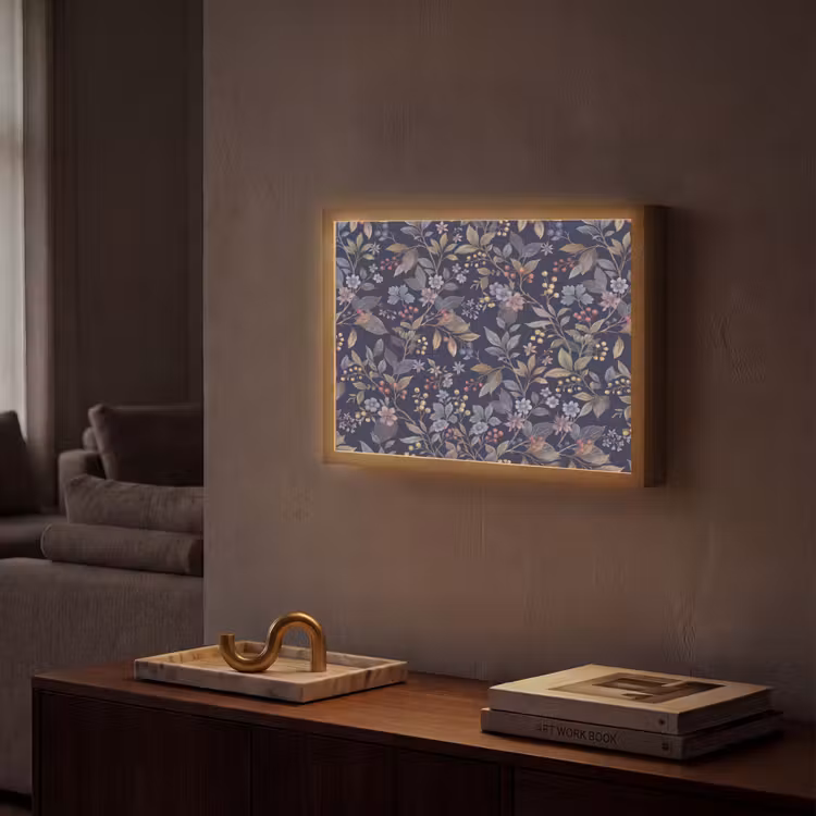 Lightbox - Wandlamp - Bloemen - Bladeren - Patroon - Botanisch - Donkerblauw — 2