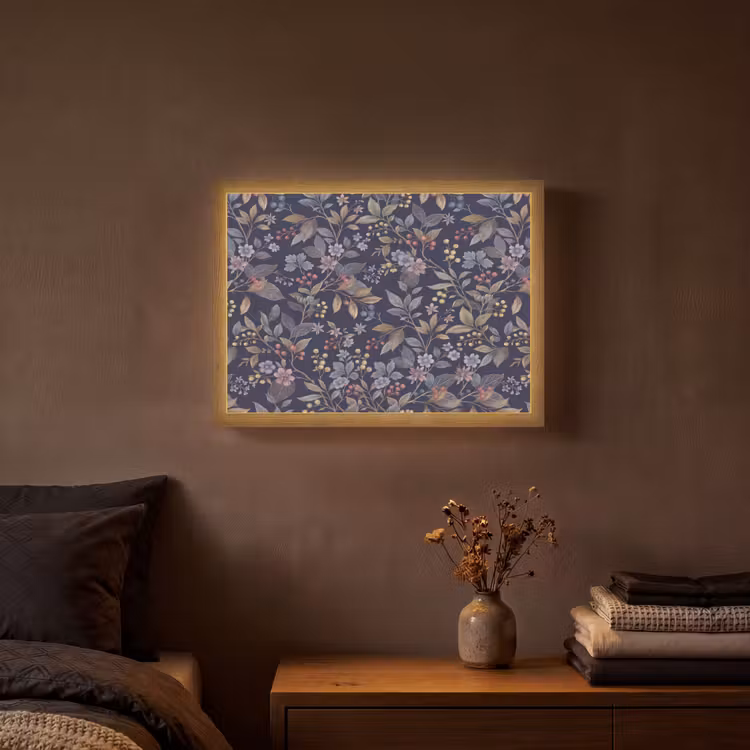 Lightbox - Wandlamp - Bloemen - Bladeren - Patroon - Botanisch - Donkerblauw — 3