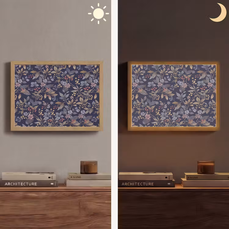 Lightbox - Wandlamp - Bloemen - Bladeren - Patroon - Botanisch - Donkerblauw — 6