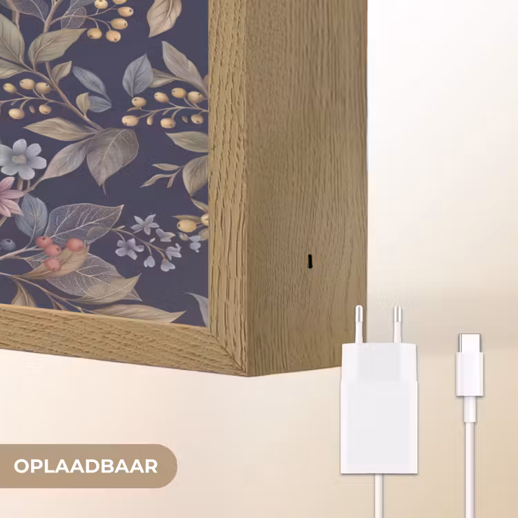 Lightbox - Wandlamp - Bloemen - Bladeren - Patroon - Botanisch - Donkerblauw — 7