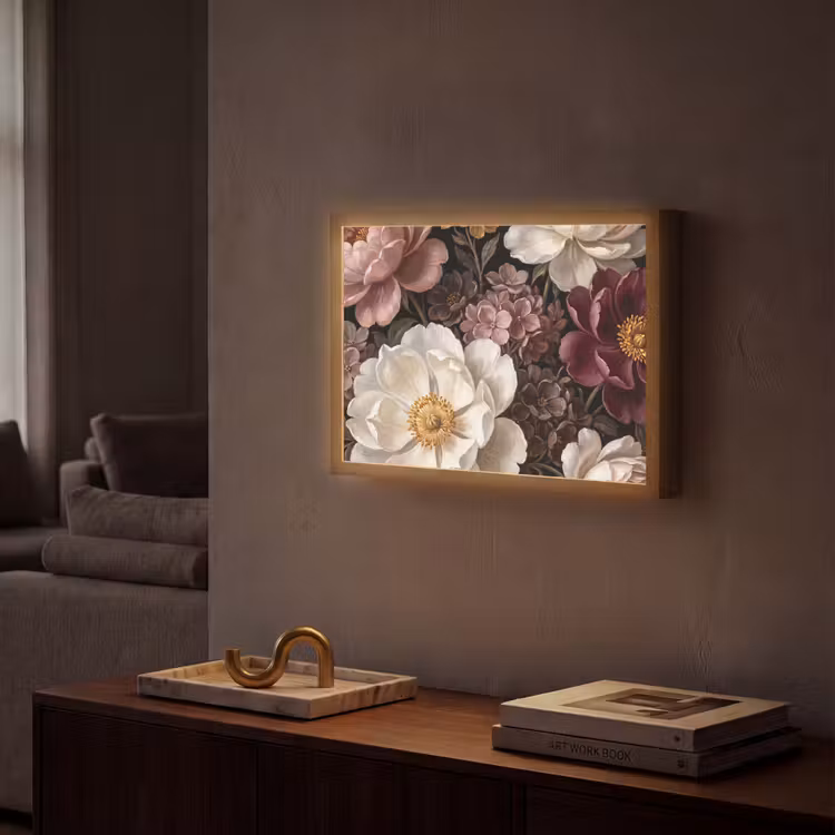 Lightbox - Wandlamp - Bloemen - Boeket - Klassiek - Donker - Rood — 2