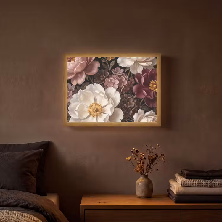 Lightbox - Wandlamp - Bloemen - Boeket - Klassiek - Donker - Rood — 3