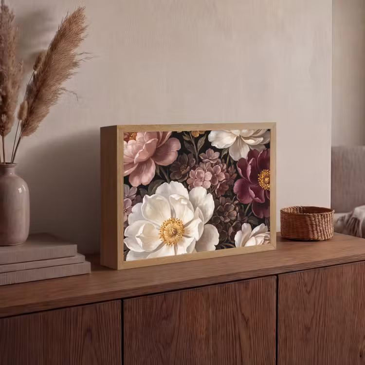 Lightbox - Wandlamp - Bloemen - Boeket - Klassiek - Donker - Rood — 4