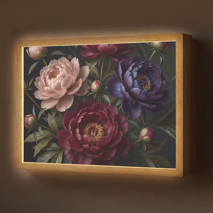 Lightbox - Wandlamp - Bloemen - Boeket - Natuur - Modern - Donker — 1