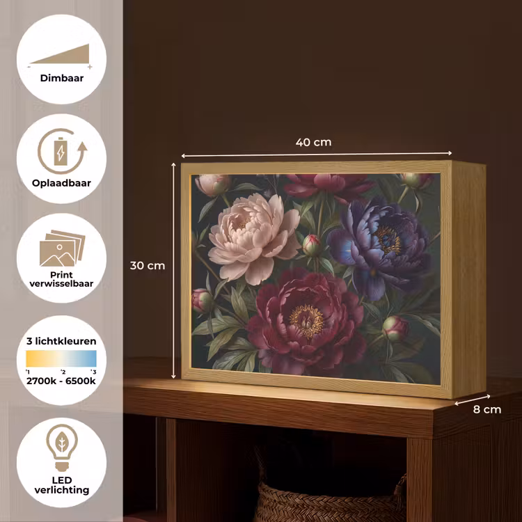 Lightbox - Wandlamp - Bloemen - Boeket - Natuur - Modern - Donker — 10