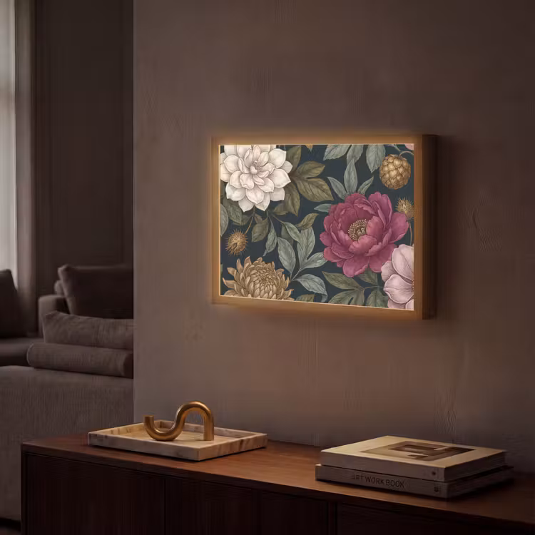 Lightbox - Wandlamp - Bloemen - Botanisch - Illustratie - Donker - Vintage — 2