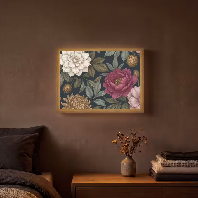 Lightbox - Wandlamp - Bloemen - Botanisch - Illustratie - Donker - Vintage — 3