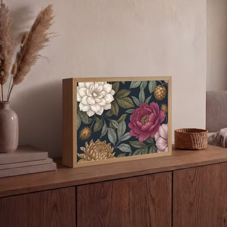 Lightbox - Wandlamp - Bloemen - Botanisch - Illustratie - Donker - Vintage — 4