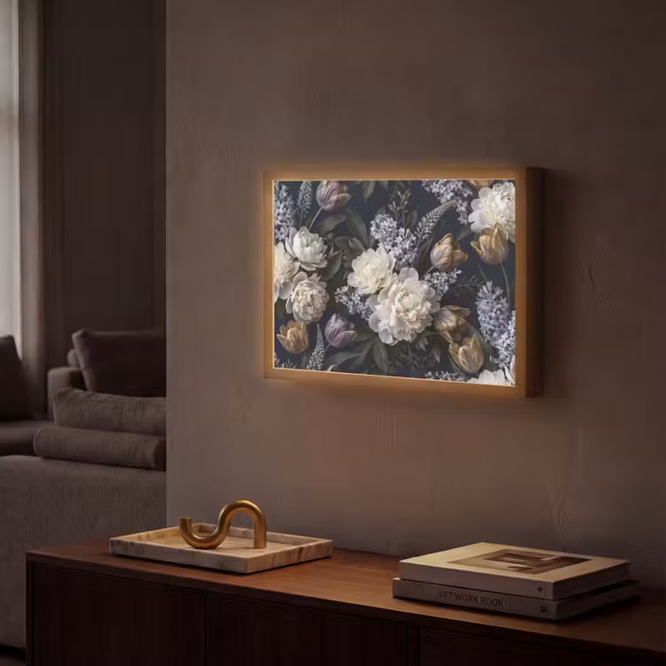 Lightbox - Wandlamp - Bloemen - Donker - Elegant - Natuur - Wit — 2