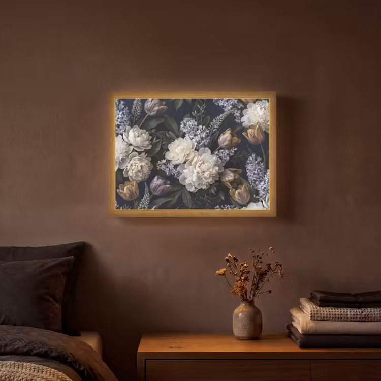 Lightbox - Wandlamp - Bloemen - Donker - Elegant - Natuur - Wit — 3