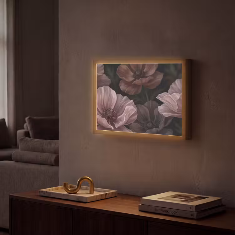 Lightbox - Wandlamp - Bloemen - Natuur - Roze - Donker - Modern — 2
