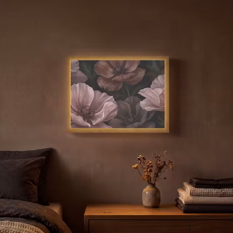 Lightbox - Wandlamp - Bloemen - Natuur - Roze - Donker - Modern — 3