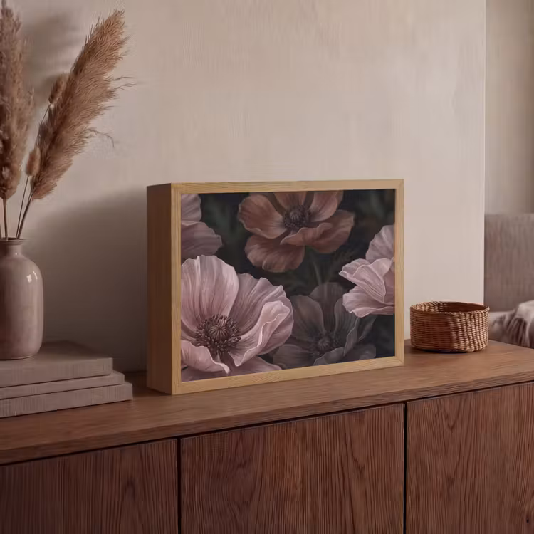Lightbox - Wandlamp - Bloemen - Natuur - Roze - Donker - Modern — 4