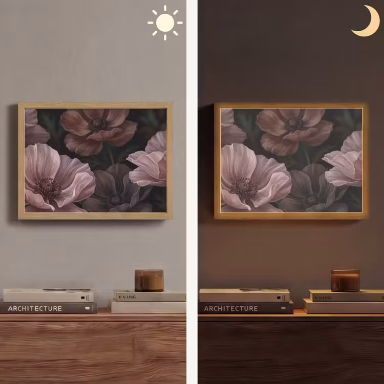 Lightbox - Wandlamp - Bloemen - Natuur - Roze - Donker - Modern — 6