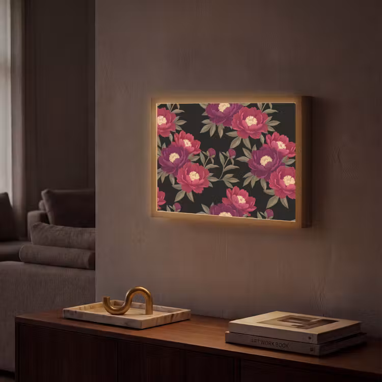 Lightbox - Wandlamp - Bloemen - Patroon - Botanisch - Rood - Zwart — 2