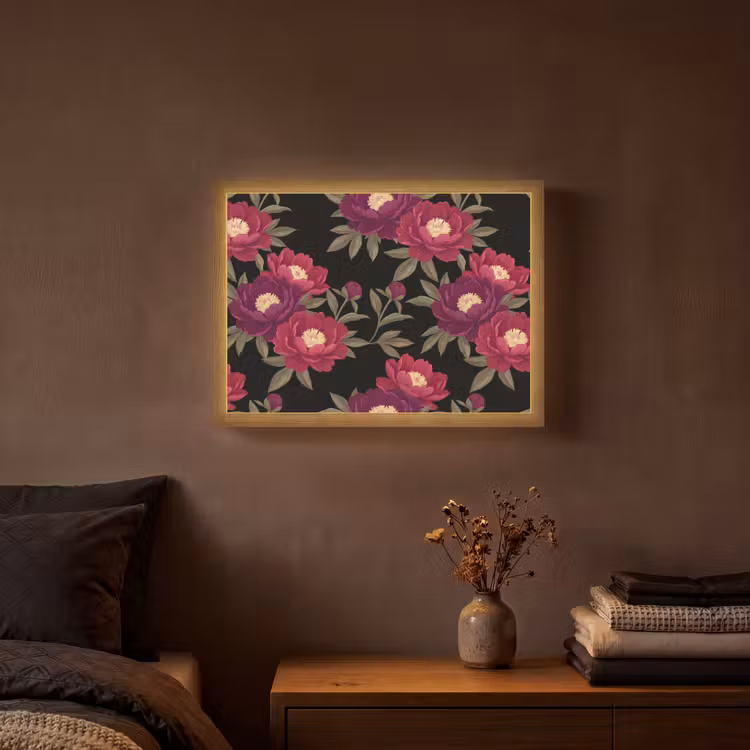 Lightbox - Wandlamp - Bloemen - Patroon - Botanisch - Rood - Zwart — 3