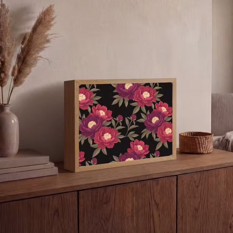 Lightbox - Wandlamp - Bloemen - Patroon - Botanisch - Rood - Zwart — 4