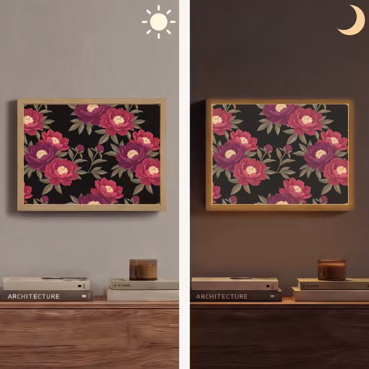 Lightbox - Wandlamp - Bloemen - Patroon - Botanisch - Rood - Zwart — 6